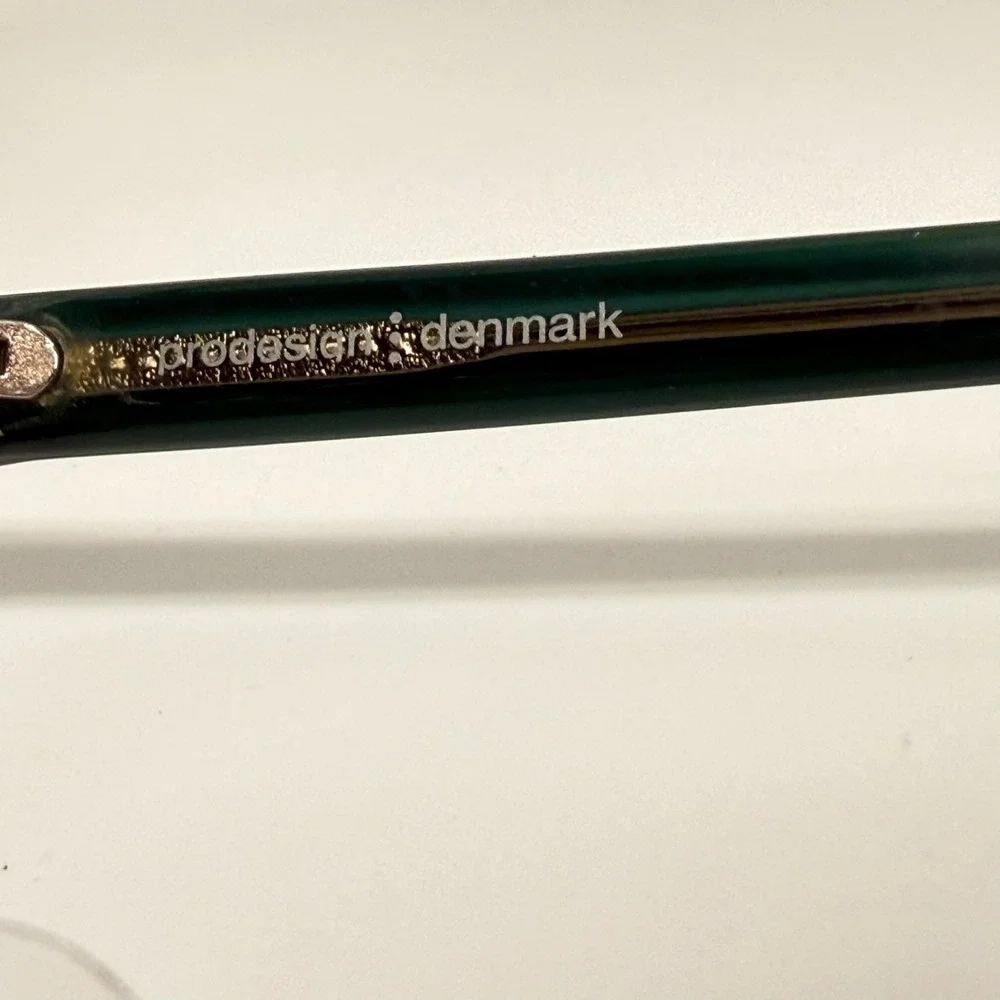 Prodesign Denmark Teal Green Rectangular Eyeglass Frames Gold Texture 24404